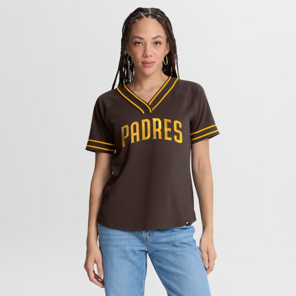 MLB San Diego Padres Fanatics Women's Diva Race Ahead Raglan V-Neck T-Shirt