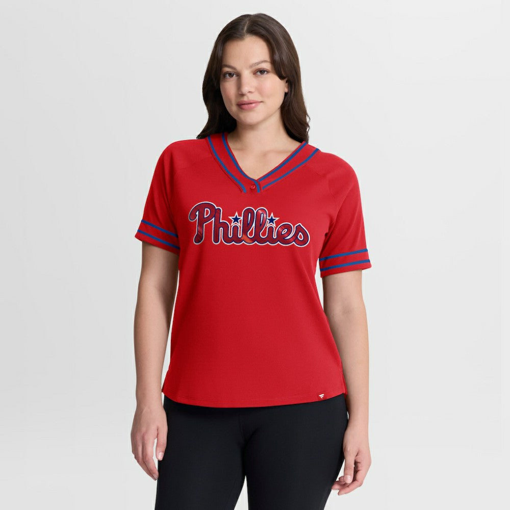 MLB Philadelphia Phillies Fanatics Women's Diva Race Ahead Raglan V-Neck T-Shirt