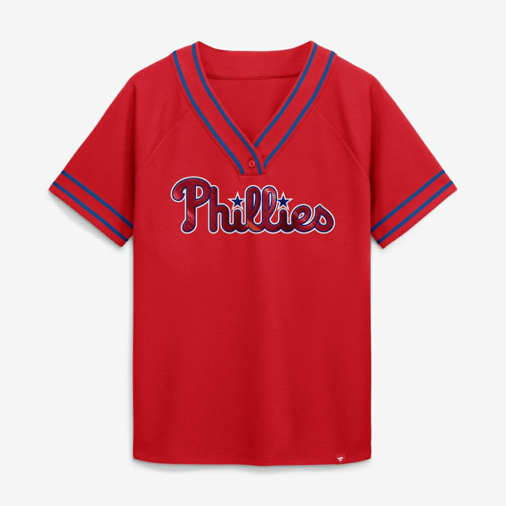 MLB Philadelphia Phillies Fanatics Women's Diva Race Ahead Raglan V-Neck T-Shirt