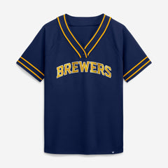 MLB Milwaukee Brewers Fanatics Women's Diva Race Ahead Raglan V-Neck T-Shirt