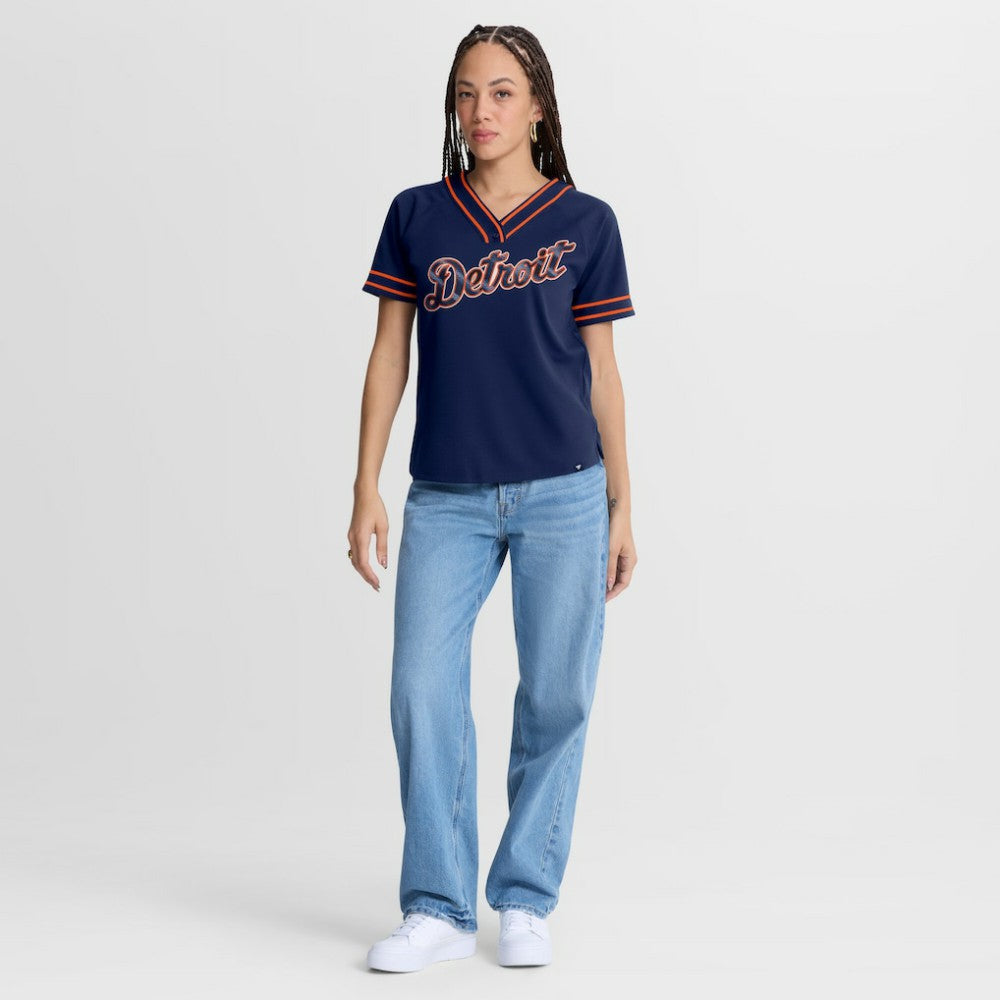 MLB Detroit Tigers Fanatics Women's Diva Race Ahead Raglan V-Neck T-Shirt