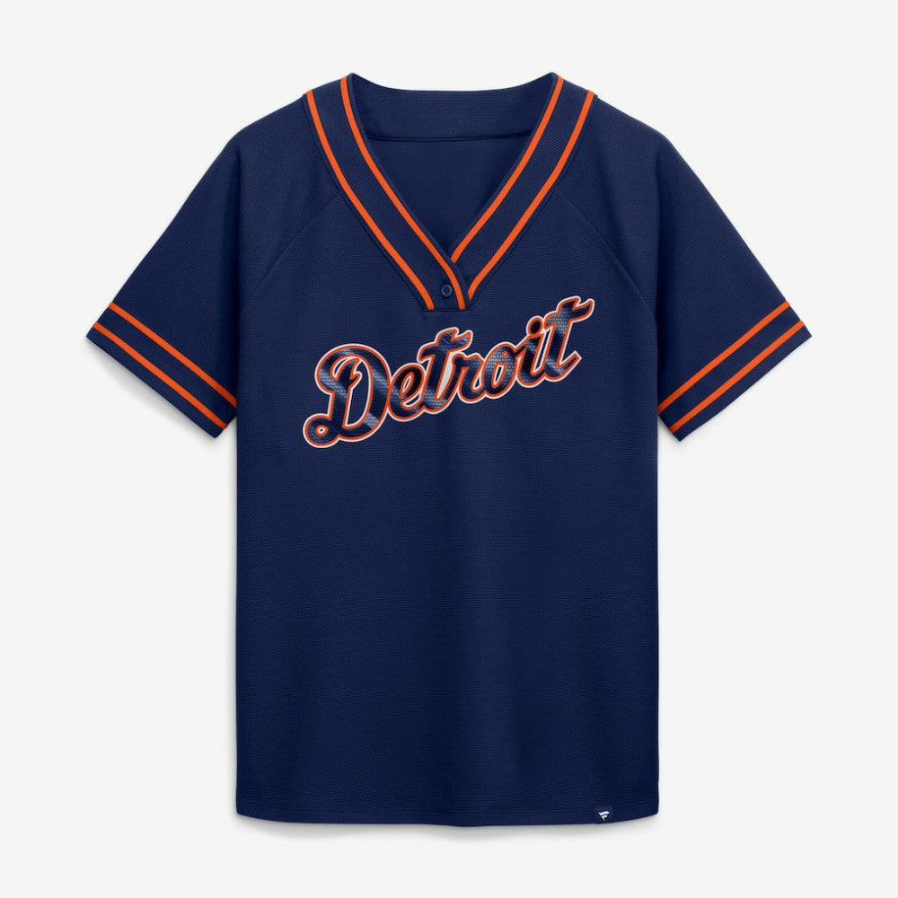 MLB Detroit Tigers Fanatics Women's Diva Race Ahead Raglan V-Neck T-Shirt