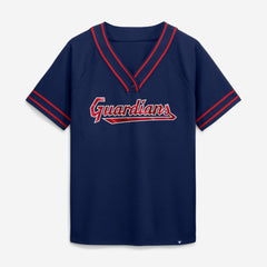 MLB Cleveland Guardians Fanatics Women's Diva Race Ahead Raglan V-Neck T-Shirt