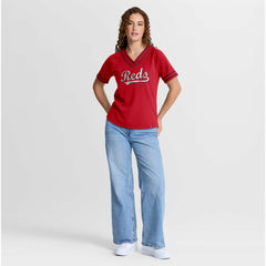 MLB Cincinnati Reds Fanatics Women's Diva Race Ahead Raglan V-Neck T-Shirt