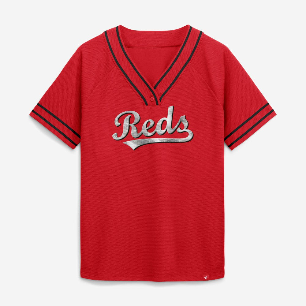 MLB Cincinnati Reds Fanatics Women's Diva Race Ahead Raglan V-Neck T-Shirt