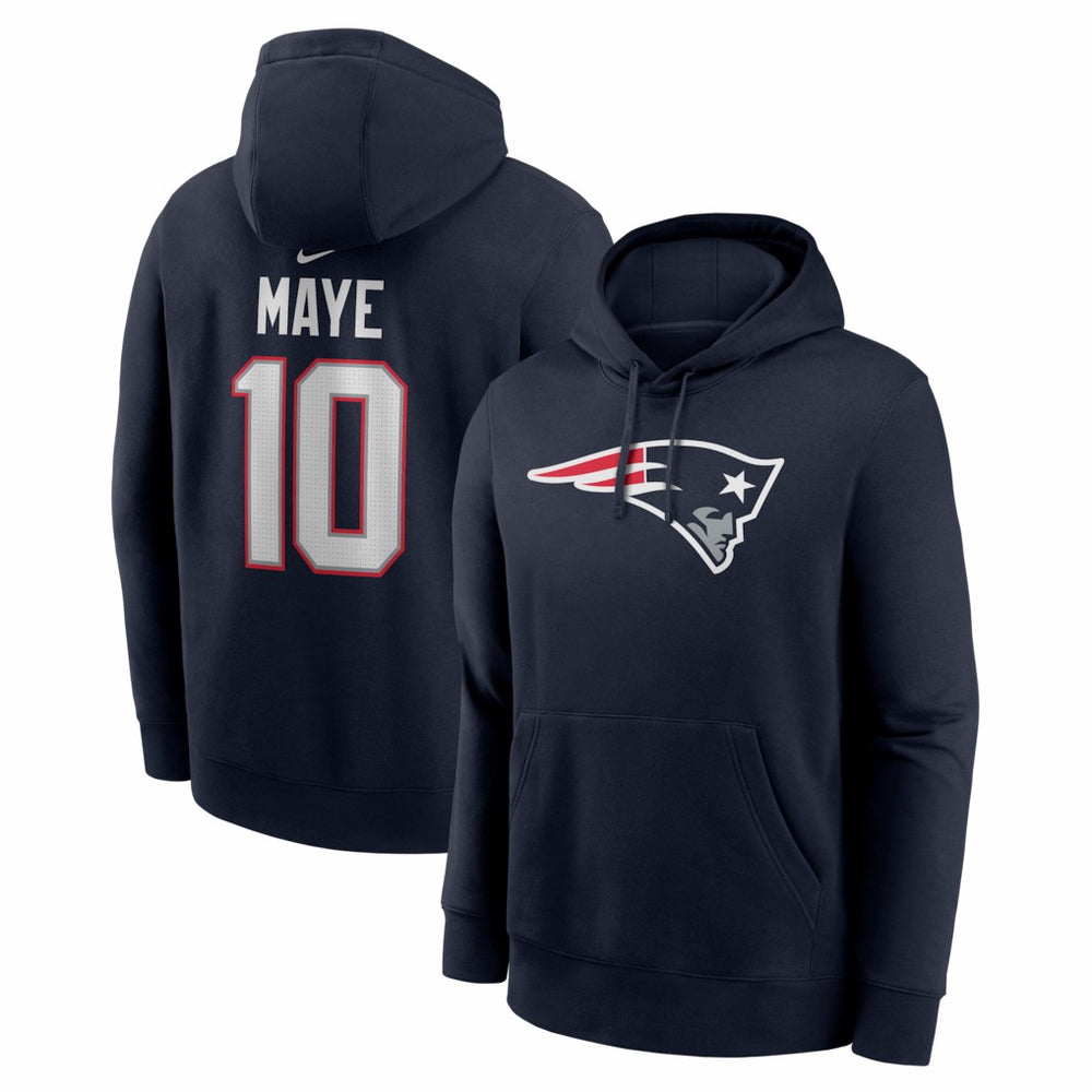 Drake Maye  Player Name & Number Fleece Hoodie - New England Patriots