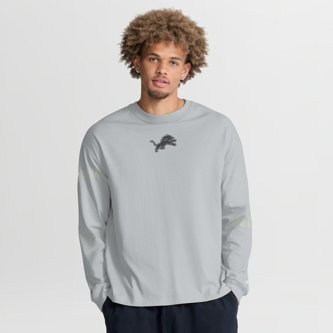 Oversized Type Play Long Sleeve T-Shirt - Detroit Lions
