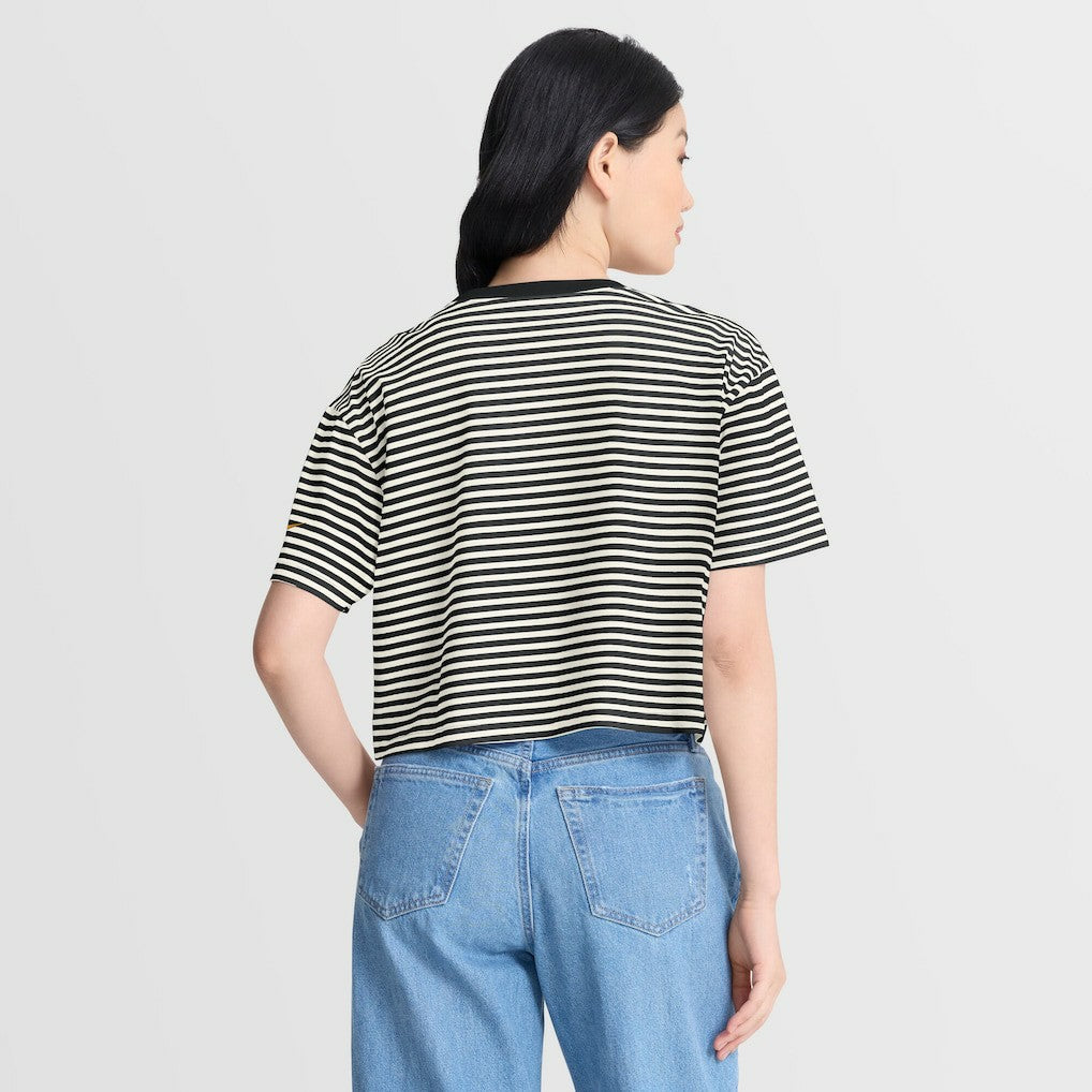 Women's Striped Cropped T-Shirt - Pittsburgh Steelers