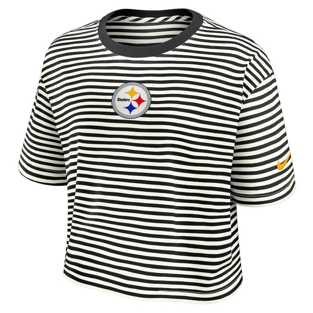 Women's Striped Cropped T-Shirt - Pittsburgh Steelers