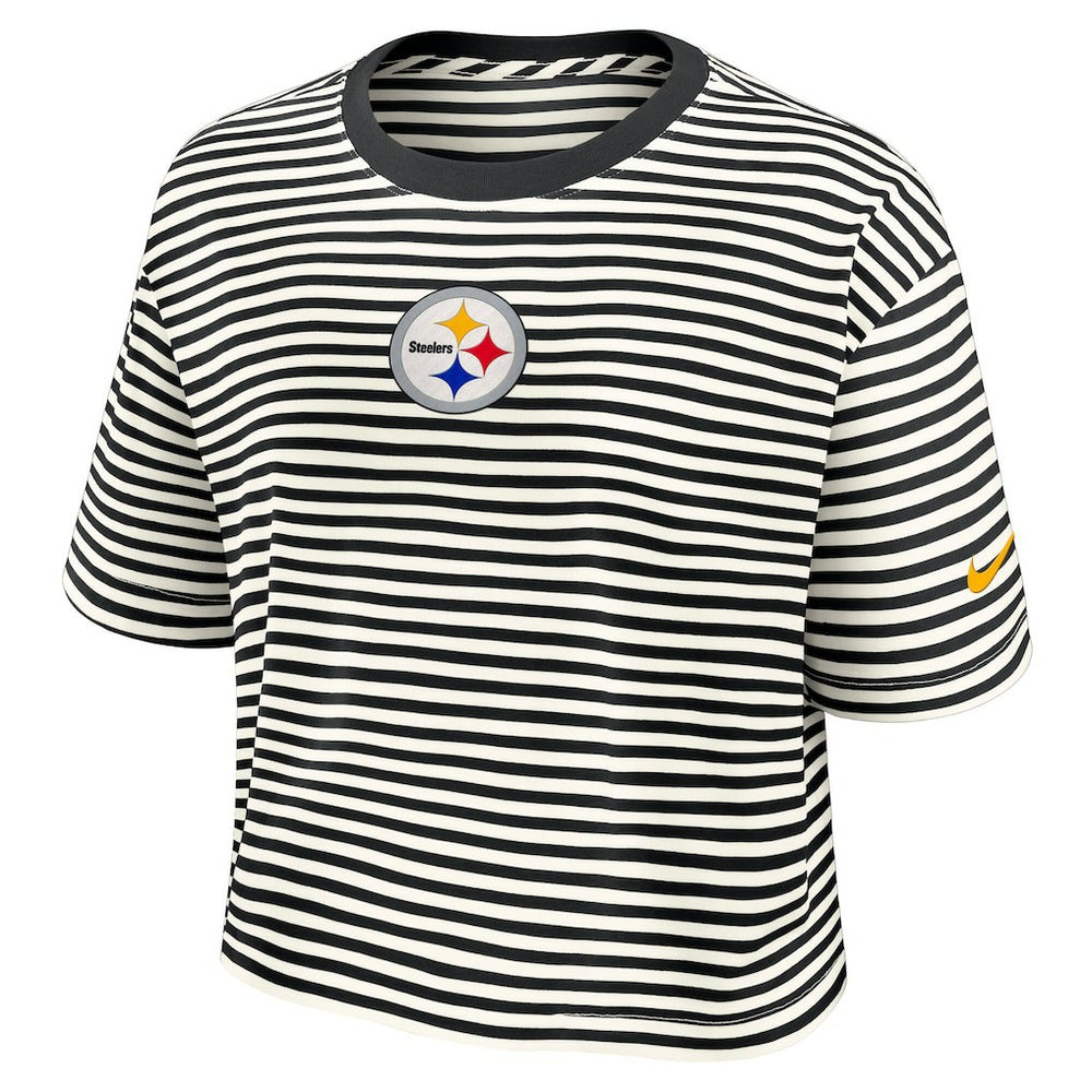 Women's Striped Cropped T-Shirt - Pittsburgh Steelers