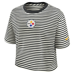 Women's Striped Cropped T-Shirt - Pittsburgh Steelers
