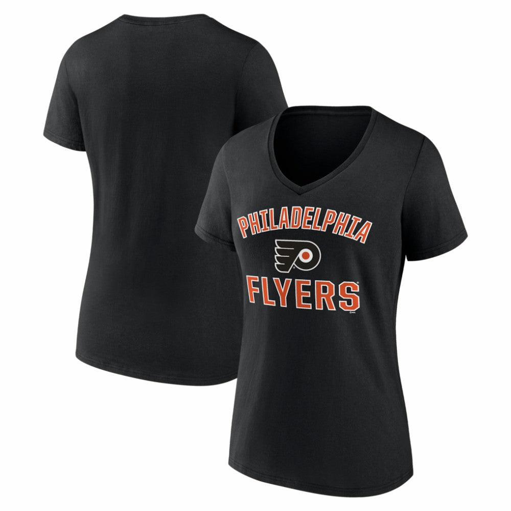 NHL Black Philadelphia Flyers Logo Athletic Women's Arch Victory V-Neck T-Shirt