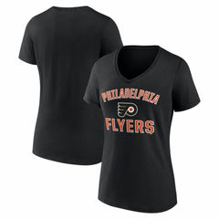 NHL Black Philadelphia Flyers Logo Athletic Women's Arch Victory V-Neck T-Shirt