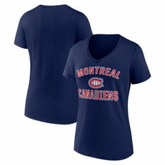 NHL Navy Montreal Canadiens Logo Athletic Women's Arch Victory V-Neck T-Shirt