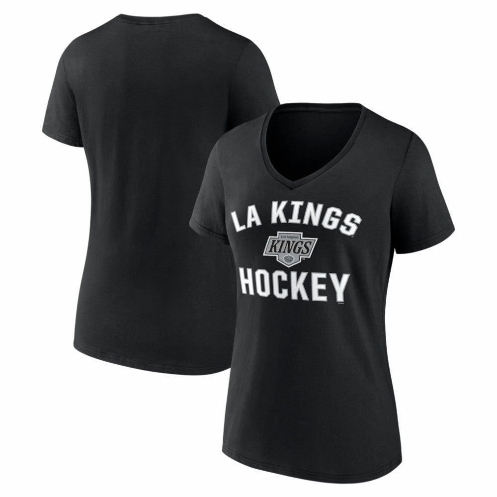NHL Black Los Angeles Kings Logo Athletic Women's Arch Victory V-Neck T-Shirt