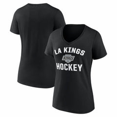 NHL Black Los Angeles Kings Logo Athletic Women's Arch Victory V-Neck T-Shirt