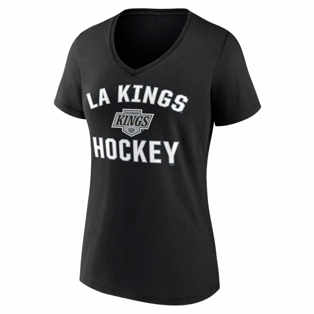 NHL Black Los Angeles Kings Logo Athletic Women's Arch Victory V-Neck T-Shirt