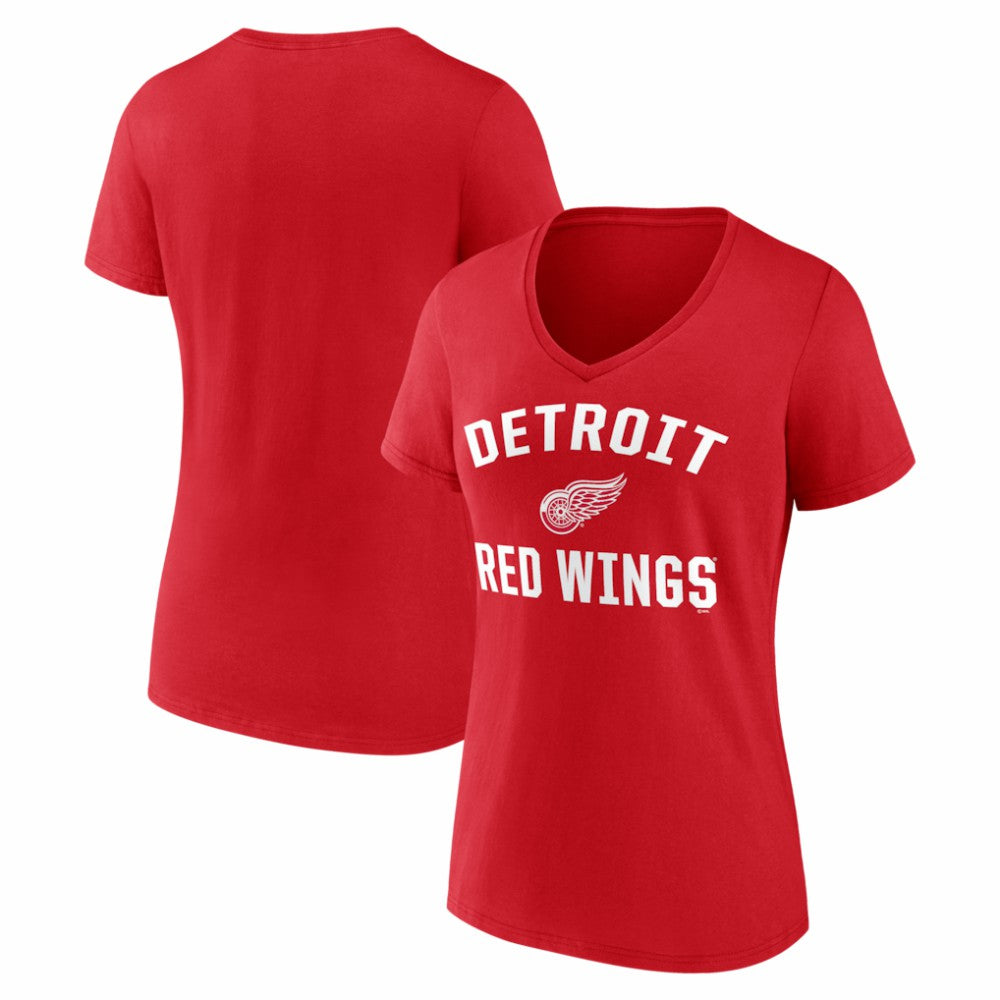 NHL Red Detroit Red Wings Logo Athletic Women's Arch Victory V-Neck T-Shirt