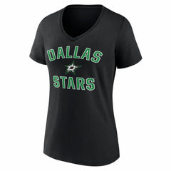 NHL Black Dallas Stars Logo Athletic Women's Arch Victory V-Neck T-Shirt