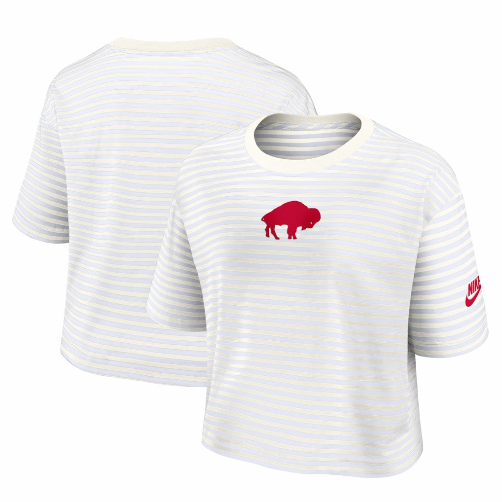 Women's Striped Cropped T-Shirt - Buffalo Bills