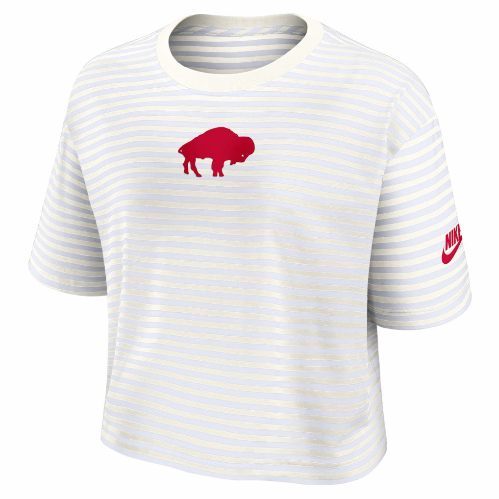 Women's Striped Cropped T-Shirt - Buffalo Bills