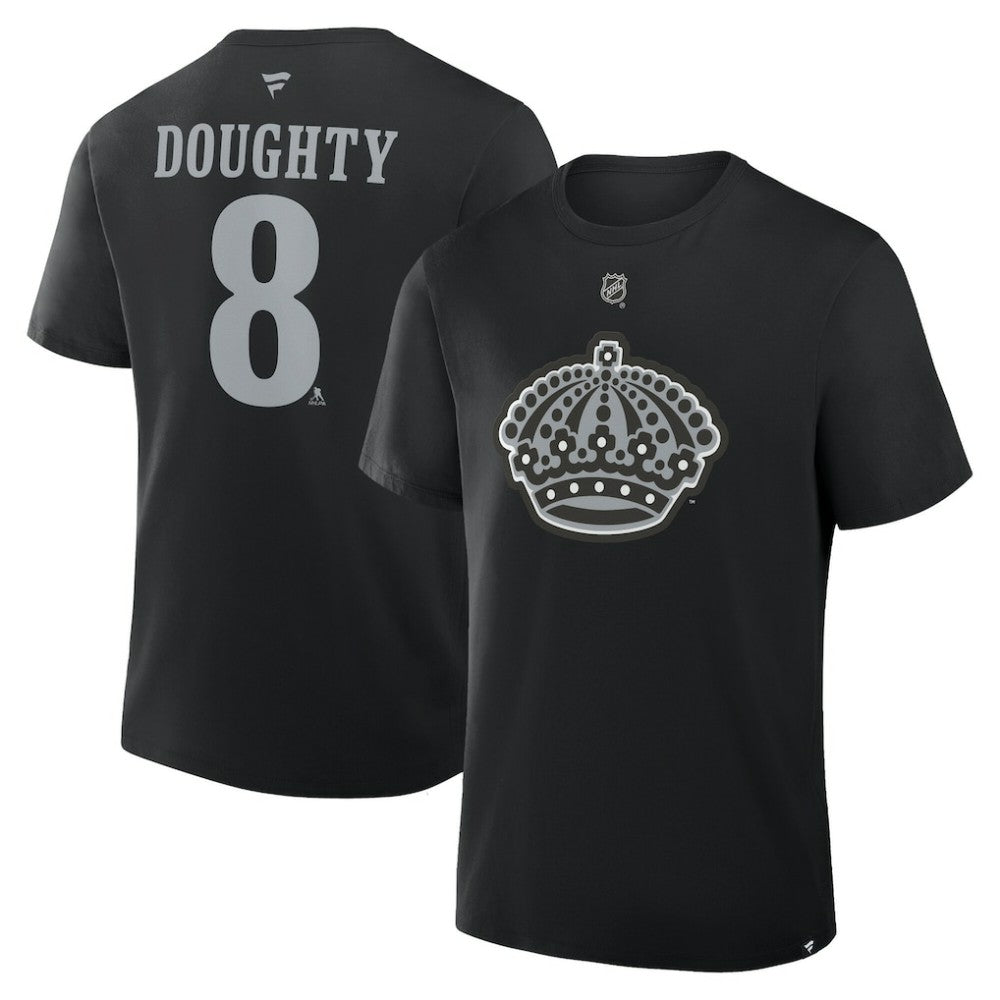 NHL Black Drew Doughty Los Angeles Kings Fanatics Authentic Stack Name & Number T-Shirt