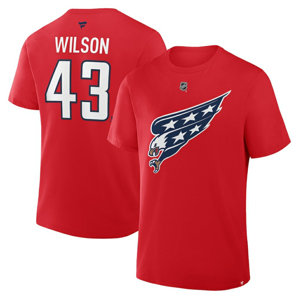 NHL Red Tom Wilson Washington Capitals Fanatics Authentic Stack Name & Number T-Shirt