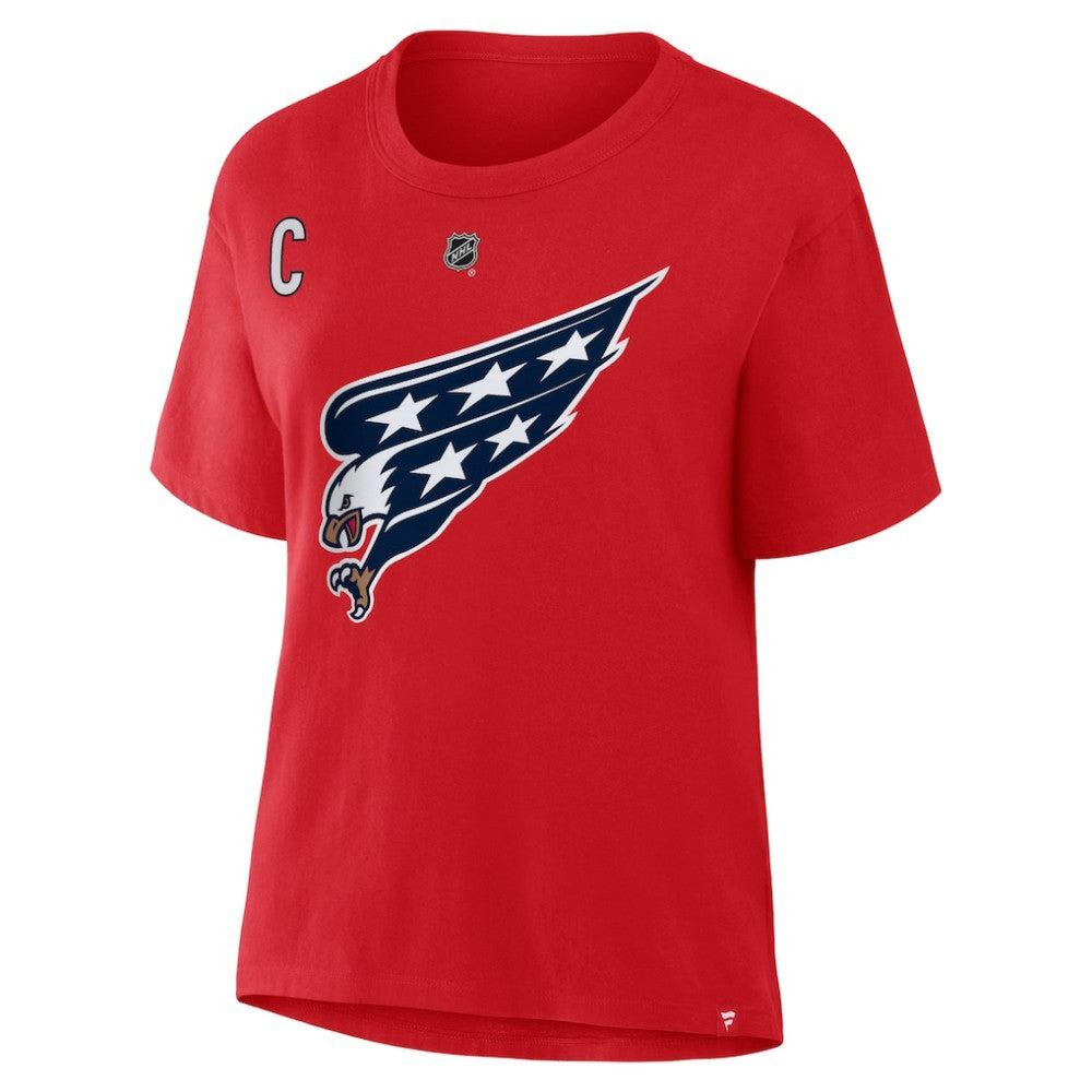 NHL Red Alexander Ovechkin Washington Capitals Fanatics Women's Authentic Stack Name & Number T-Shirt