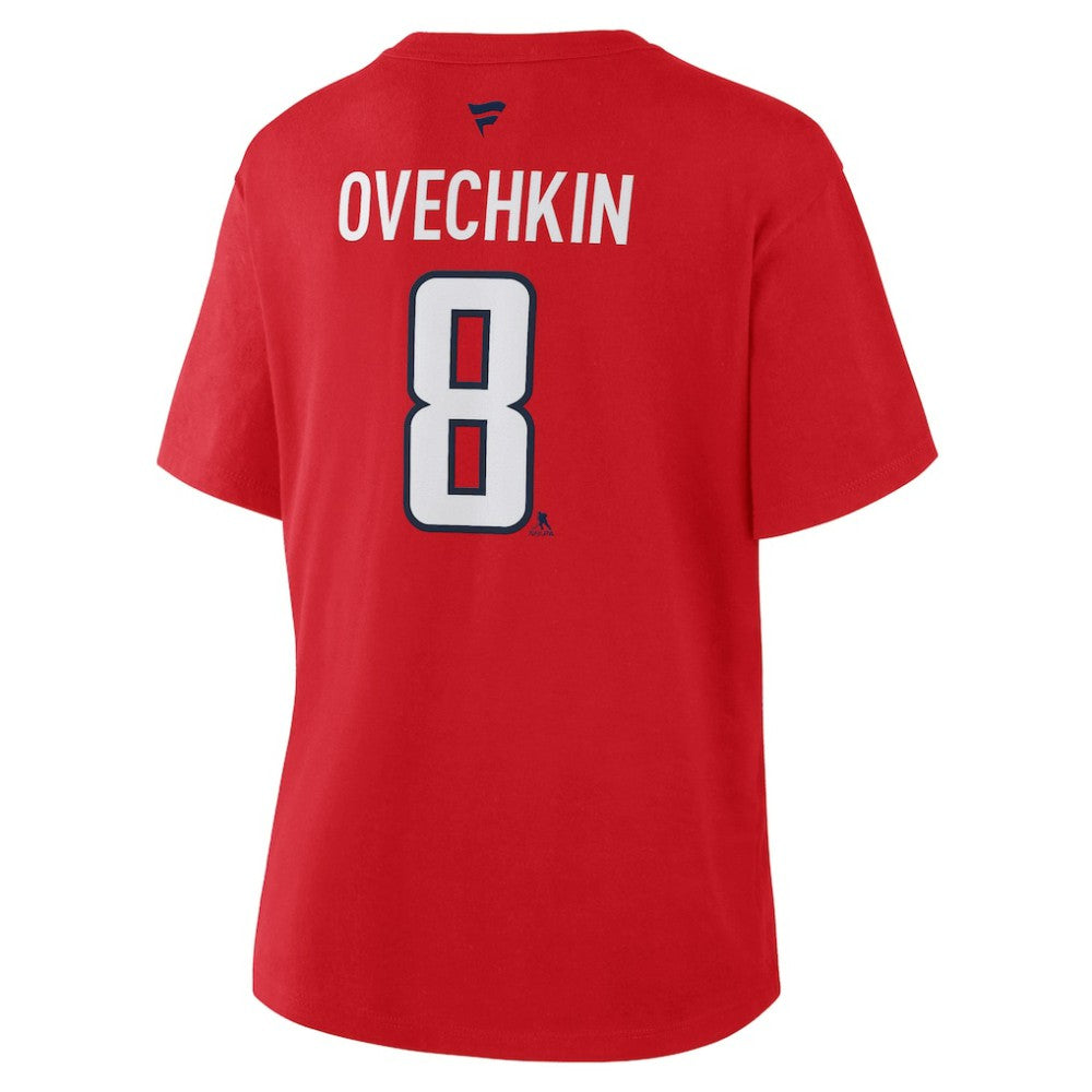 NHL Red Alexander Ovechkin Washington Capitals Fanatics Women's Authentic Stack Name & Number T-Shirt
