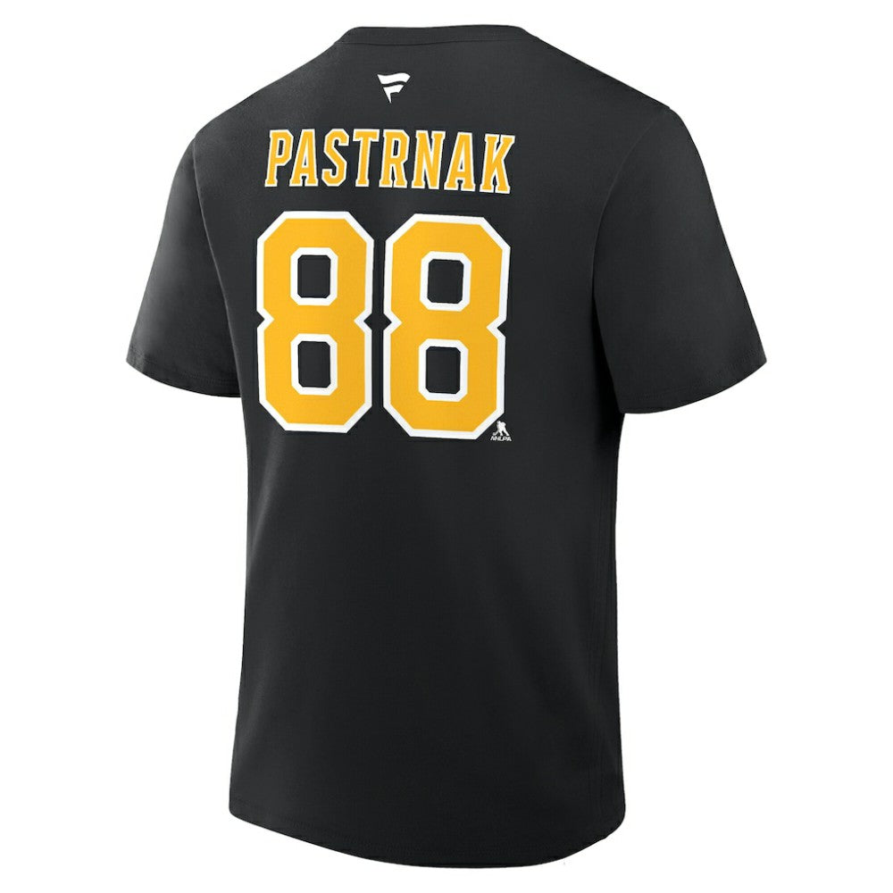 NHL Black David Pastrnak Boston Bruins Fanatics Authentic Stack Name & Number T-Shirt