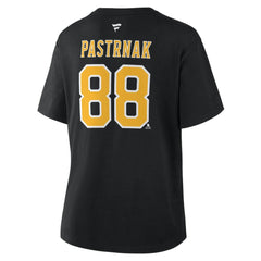 NHL Black David Pastrnak Boston Bruins Fanatics Women's Authentic Stack Name & Number T-Shirt