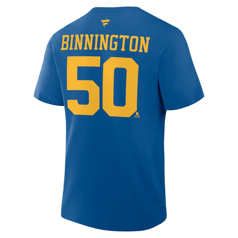 NHL Blue Jordan Binnington St. Louis Blues Fanatics Authentic Stack Name & Number T-Shirt