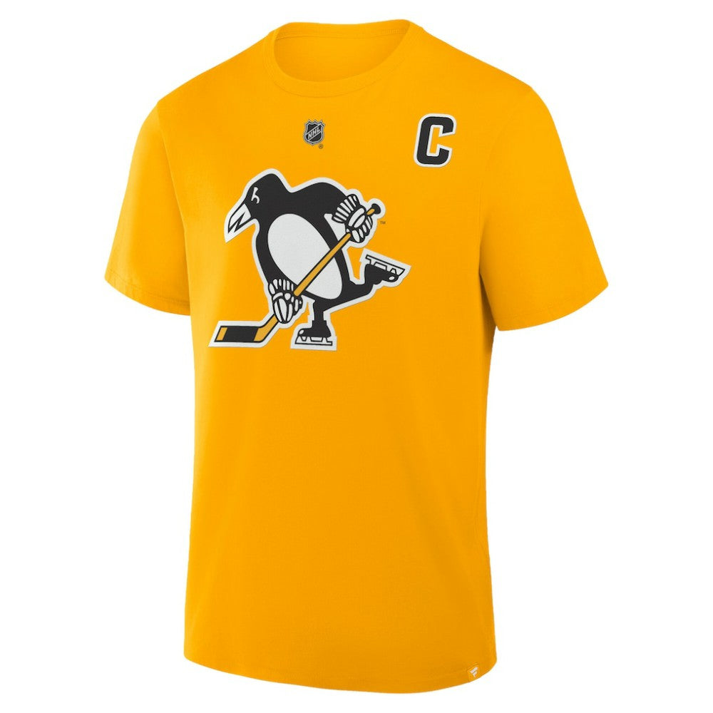 NHL Gold Sidney Crosby Pittsburgh Penguins Fanatics Authentic Stack Name & Number T-Shirt