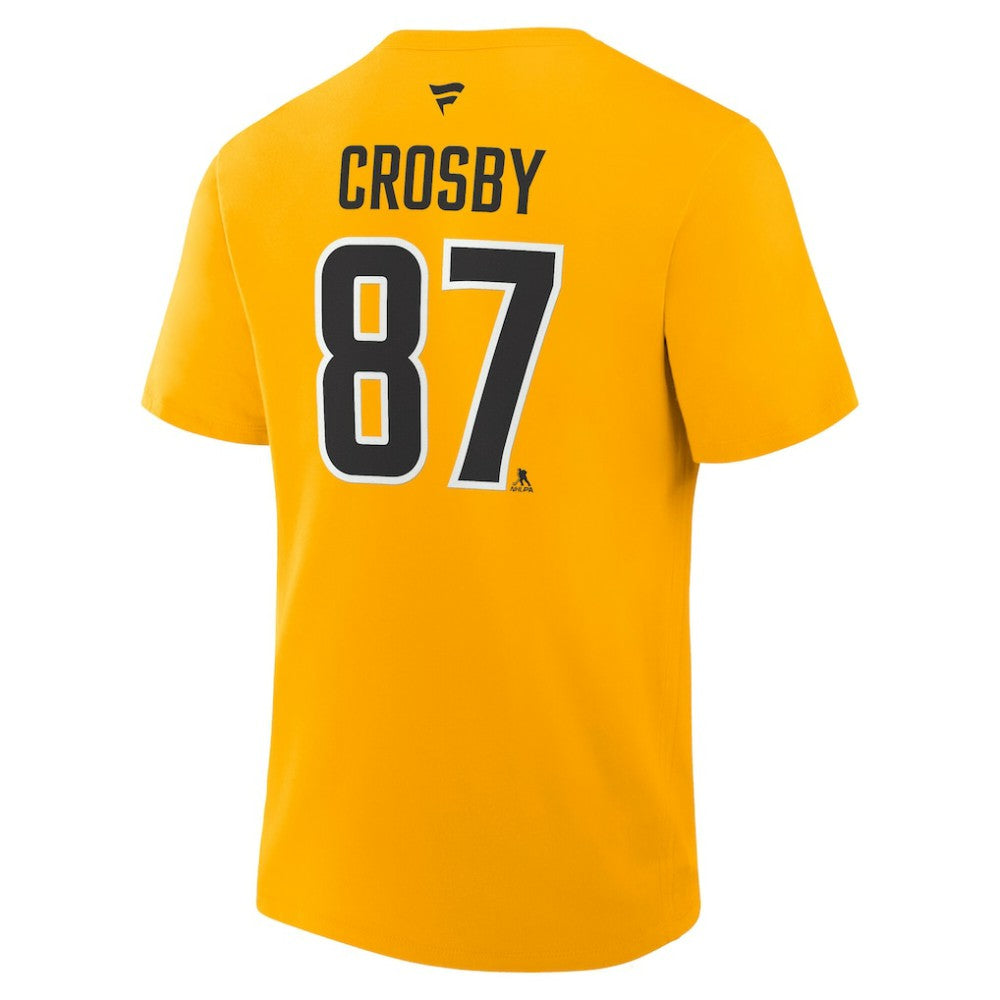 NHL Gold Sidney Crosby Pittsburgh Penguins Fanatics Authentic Stack Name & Number T-Shirt