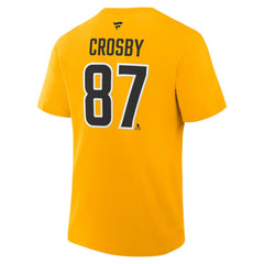 NHL Gold Sidney Crosby Pittsburgh Penguins Fanatics Authentic Stack Name & Number T-Shirt