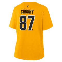NHL Gold Sidney Crosby Pittsburgh Penguins Fanatics Women's Authentic Stack Name & Number T-Shirt