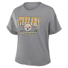 Women's Overplayed Tribute Tri-Blend Boxy T-Shirt - Pittsburgh Steelers