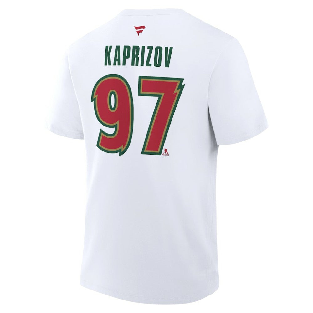NHL White Kirill Kaprizov Minnesota Wild Fanatics Authentic Stack Name & Number T-Shirt