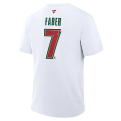 NHL White Brock Faber Minnesota Wild Fanatics Authentic Stack Name & Number T-Shirt