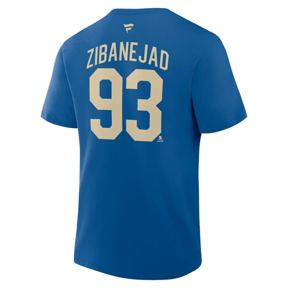 NHL Blue Mika Zibanejad New York Rangers Fanatics Authentic Stack Name & Number T-Shirt