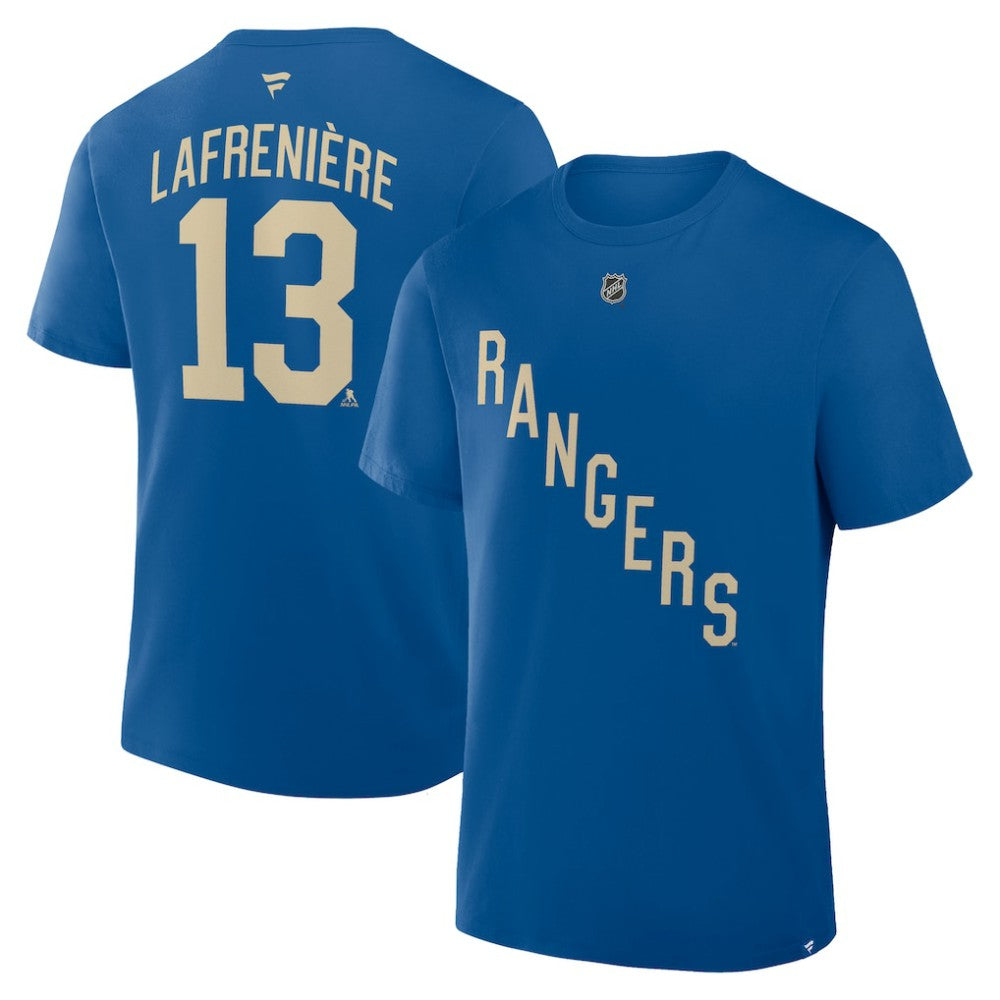 NHL Blue Alexis Lafreniere New York Rangers Fanatics Authentic Stack Name & Number T-Shirt