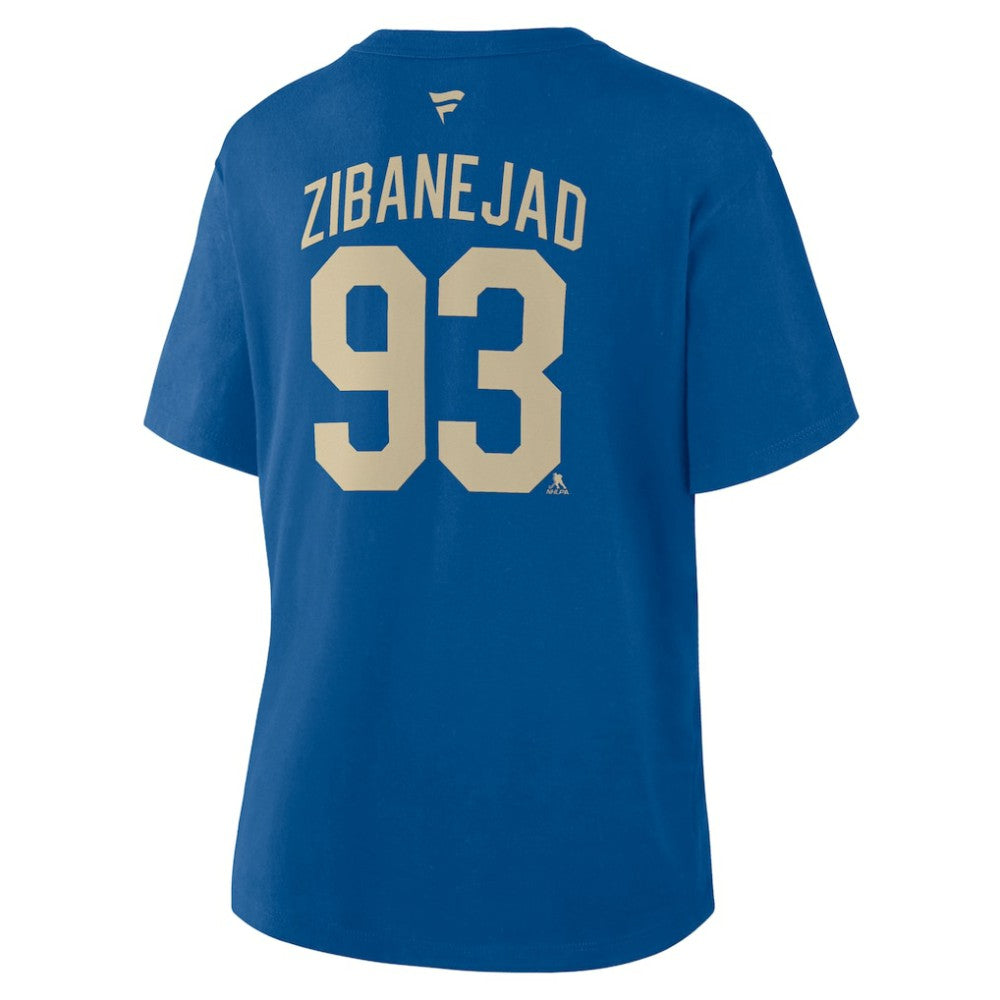 NHL Blue Mika Zibanejad New York Rangers Fanatics Women's Authentic Stack Name & Number T-Shirt