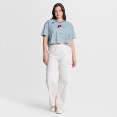MLB Philadelphia Phillies Nike Women's Cooperstown Collection Striped Cropped T-Shirt