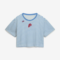 MLB Philadelphia Phillies Nike Women's Cooperstown Collection Striped Cropped T-Shirt