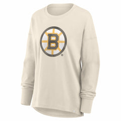 NHL Cream Boston Bruins Fanatics Women's Distressed Logo Long Sleeve T-Shirt