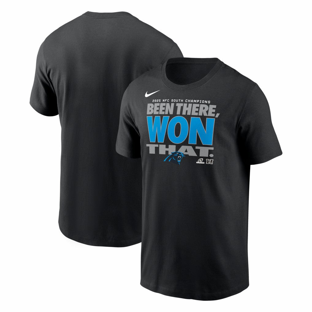 2025 NFC South Division Champions Locker Room Trophy Collection T-Shirt - Carolina Panthers