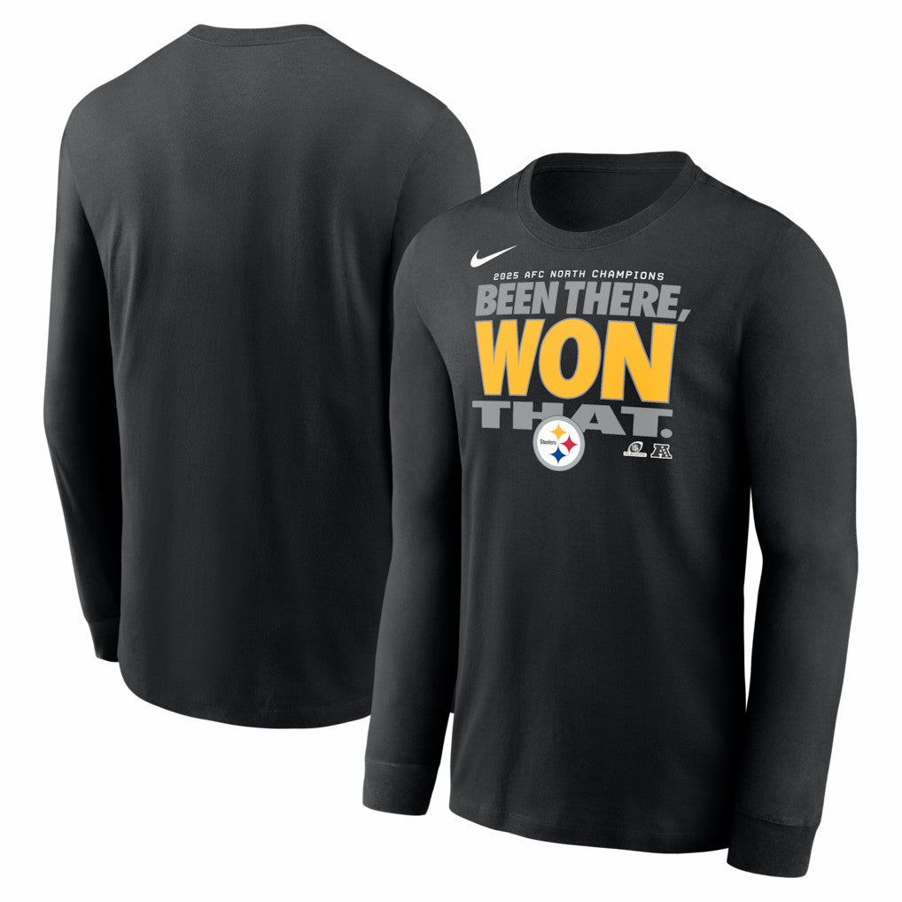 2025 AFC North Division Champions Locker Room Trophy Collection Long Sleeve T-Shirt - Pittsburgh Steelers