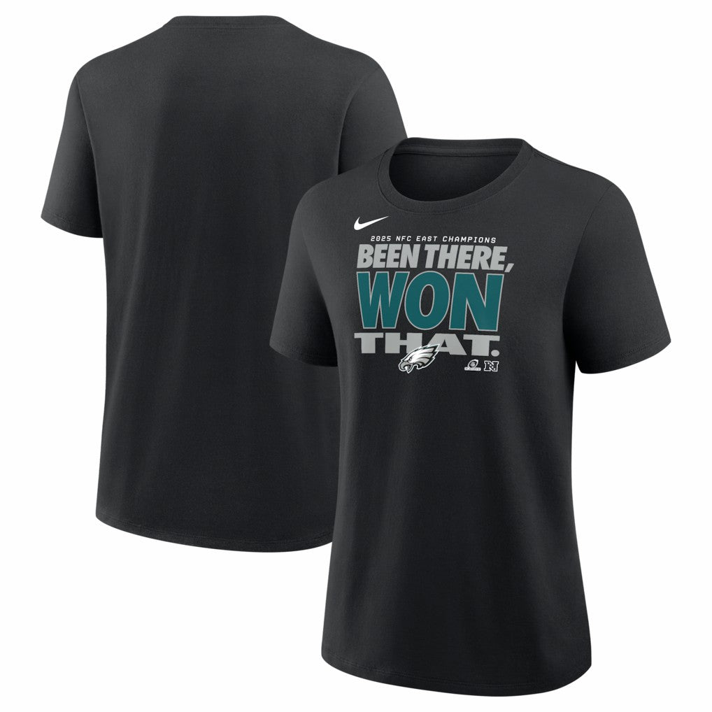 Women's 2025 NFC East Division Champions Locker Room Trophy Collection T-Shirt - Philadelphia Eagles