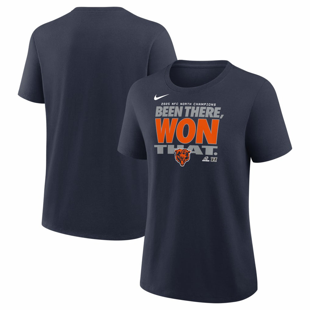 Women's 2025 NFC North Division Champions Locker Room Trophy Collection T-Shirt - Chicago Bears