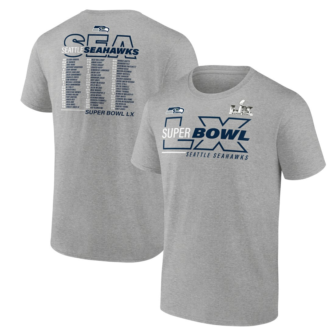 Super Bowl LX Roster T-Shirt - Seattle Seahawks